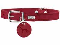 HUNTER AALBORG Hundehalsband, Leder, schlicht, robust, komfortabel, 60 (L), rot