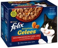 FELIX Katzennassfutter Sensations Gelees Geschmacksvielfalt vom Land, 6er Pack (6 x