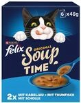 FELIX Soup Time Original Erg&auml;nzungsnassfutter f&uuml;r Katzen 6 Portionsbeutel Kabeljau