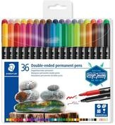 STAEDTLER 3187 Doppelfasermaler permanent &ndash; 36er Etui | Doppelspitze 0,5 & 3,0 mm,