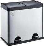 SVITA T2X24 Edelstahl M&uuml;lleimer 48 Liter Silber 2 x 24L Treteimer Abfalleimer K&uuml;che