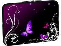 PEDEA Design Schutzhülle Notebook Tasche bis 15,6 Zoll (39,6cm), Purple Butterfly
