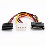 Delock Kabel Power SATA 15 pin Stecker > Molex 4 pin Buchse + SATA 15 pin Buchse