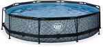 EXIT Toys Stone Pool - &oslash;360x76cm - Gro&szlig;er, Runder Rahmenpool mit