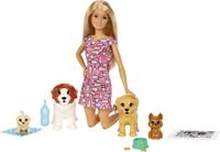 Barbie FXH08 - Hundesitterin, blond, Spielset mit 4 Hunden, mit einem H&auml;ufchen