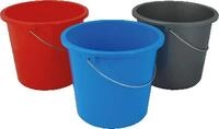 TEKO Kunststoff Haushalt Eimer mit Metall Halterung, blau, 30 x 22,5 x 21,5 cm