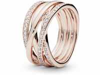 PANDORA Sparkling & Polished Lines Ring in Roségold mit 14 Karat rosévergoldete