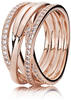 PANDORA Sparkling & Polished Lines Ring in Roségold mit 14 Karat rosévergoldete