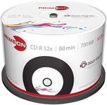 Primeon CD-R 80Min/700MB/52x Cakebox (50 Disc), Black-Vinyl-disc Surface, Inkjet