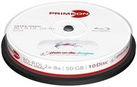 PRIMEON BD-R DL 50GB/2-8x Cakebox (10 Disc), photo-on-disc ultragloss Surface,...
