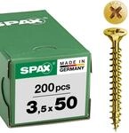 SPAX Schrauben Senkkopf-Z, Chromatiert, Gelb Verzinkt, 3,5 x 50 mm, 200 St&uuml;ck