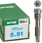 Terrassenschraube Alu, 5 x 51 mm, 100 St&uuml;ck, Fixiergewinde, Zylinderkopf, T-STAR
