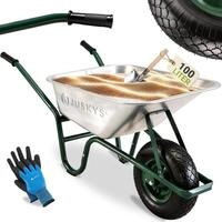 Juskys Schubkarre 100L, 250 kg &ndash; mit verzinkter Wanne, Luftreifen & Metall...