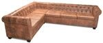 vidaXL Chesterfield Ecksofa Eckcouch Loungesofa Couch 6-Sitzer Kunstleder Braun