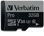 Verbatim Pro U3 - 32 GB Micro SDHC Karte mit MicroSD-zu-SD-Adapter -