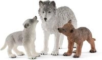SCHLEICH WILD Life | Wolfsmutter mit Welpen 42472 | detailgetreue Tierfiguren | Zoo