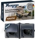 Kopp NAUTIC 2-fach Schutzkontakt-Steckdose mit Klappdeckel in Anthrazit - Sichere