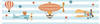 Kinderzimmer Bordüre selbstklebend Flying Party Wandbordüre mit Ballon, Luftschiff