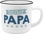 GRUSS & CO Becher Motiv "Papa" | New Bone China Porzellan, Emaille-Optik, 35 cl 