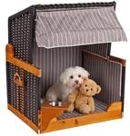 MR. DEKO Hundestrandkorb Grau Gestreift | Hunde-Strandkorb Holz wetterfest |...