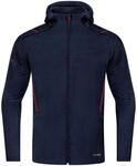 JAKO Herren Freizeitjacke Challenge mit Kapuze, Marine-Meliert/Maroon, XXL