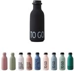 Design Letters TO GO Trinkflasche Schwarz | BPA-Frei | 500 ml | Auslaufsicher | matte