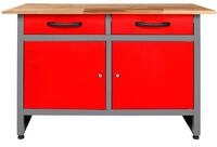 Ondis24 Montagewerkbank Werkstatteinrichtung Werkbank 120cm Werktisch rot mit 2