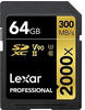 Lexar Professional 2000x SD Karte 64GB, SDXC UHS-II Speicherkarte ohne Lesegerät,