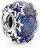 PANDORA Charm Murano-Glas Moments "Sterne" Silber, blau 790015C00