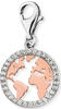 Engelsrufer Damen-Charm in Form einer Weltkarte, aus 925er Sterling Silber, mit