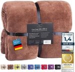 Feluna&reg; Kuscheldecke XXL 220x200 cm, warme Mikrofaser Tagesdecke, Braun
