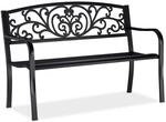Relaxdays Gartenbank, bequemer 2-Sitzer, mit Vintage-Ornamenten, f&uuml;r Terrasse,