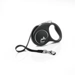 flexi Black Design S Hunde Roll-Leine, 5m Gurt, schwarz/Silber | Auff&auml;lliges