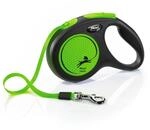 flexi&reg; NEON M Hunde Roll-Leine, 5m Gurt, schwarz/neon-gr&uuml;n | Mehr Sichtbarkeit bei