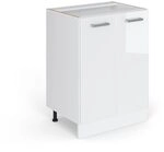 Vicco K&uuml;chenunterschrank R-Line, Wei&szlig; Hochglanz, 60 cm