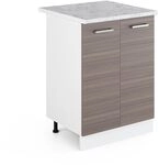 Vicco K&uuml;chenunterschrank R-Line, Edelgrau, 60 cm | 2 T&uuml;ren &middot; Arbeitsplatte...