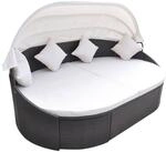 vidaXL Outdoor-Loungebett mit Dach Poly Rattan Braun