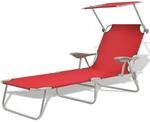 vidaXL Sonnenliege mit Sonnenschutz Stahl Rot
