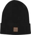 Urban Classics Unisex Strickm&uuml;tze Leatherpatch Long Beanie Schwarz (Black 7), One