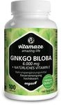 Ginkgo Biloba Kapseln hochdosiert 6000 mg vegan Gingko Biloba Extrakt 50:1, 100