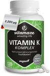Vitamin K Komplex hochdosiert & vegan, K1 1.000 mcg + K2 Menaquinon (1.000 mcg...
