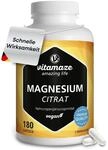 Magnesium-Citrat Kapseln hochdosiert & vegan, 2250 mg davon 360 mg elementares