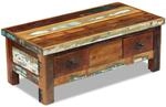 vidaXL Couchtisch mit Schubladen Altholz Massiv 90x45x35 cm