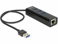 DeLock HUB USB 3.0 3 Port extern + 1 x Gigabit LAN Port schwarz