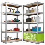 Juskys 2er-Set Lagerregal Basic 2X 180x90x40cm (HxBxT) | 1750 kg | 10 B&ouml;den 