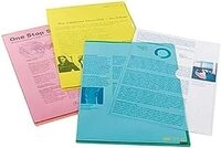 Oxford Akten-H&uuml;llen A4, glasklar, pvc, oben und seitlich offen, blau, 25 St&uuml;ck