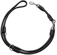HUNTER Round & Soft Verstellbare Hundef&uuml;hrleine, Leder, rundgen&auml;ht, 8/200, schwarz