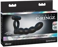 Pipedream Fantasy C-Ringz Posable Partner Double Penetrator, Black, 17,8 cm