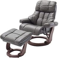 Robas Lund Relaxsessel Calgary XXL mit Hocker, bis 180 kg belastbar, Echtleder