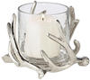 EDZARD Windlicht Kerzenhalter Kingston im Hirschgeweih Design, Silber, Aluminium